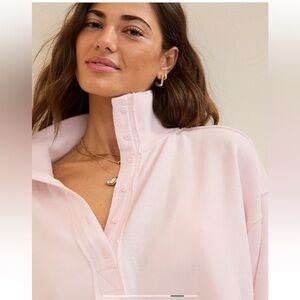Aerie Vintage Pink Pearl Popover Polo Sweatshirt, Size XL, NWT